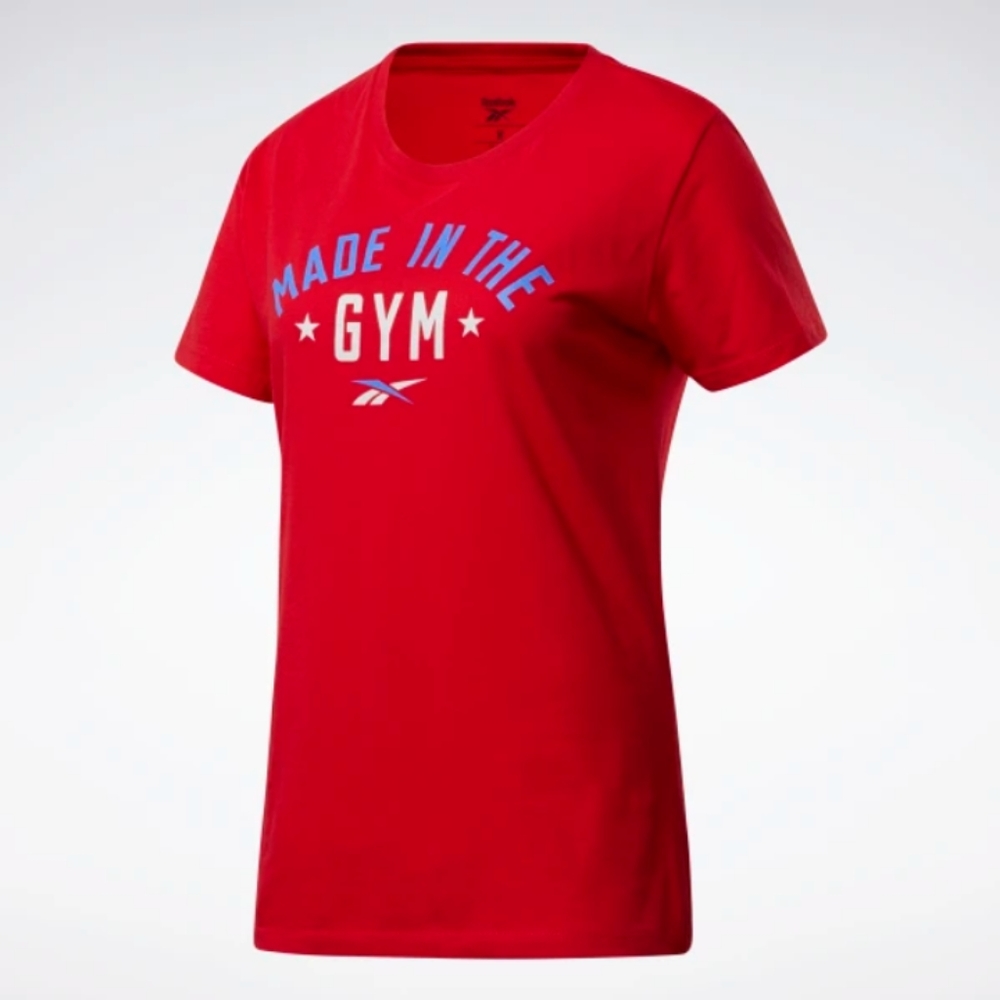 made in the gym t-shirt Reebok  color red women. Size small new with…